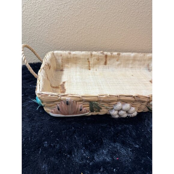 Vintage Woven Decorative Rectangular Nesting Baskets Rustic Mid Century - Picture 5 of 10